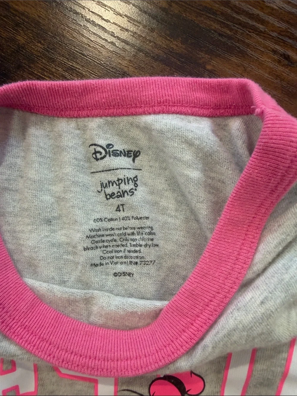 Disney Grey Tee with Pink Trim & Classic Character Graphic